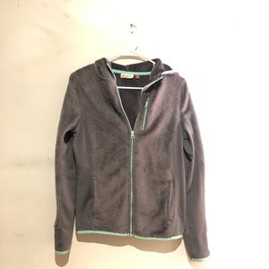 SO, fleece jacket gray with mint green trim/ S